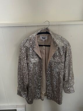 BB Dakota Silver Sequin Blazer Jacket